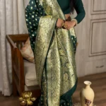 Vansundari (वनसुंदरी) – The Forest-Born Radiance with golden Zari and Stone work