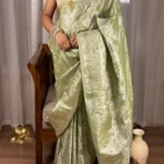 Haritprabha (हरितप्रभा) – Celestial Pistachio Silk Saree with intricate Zardozi hand embroidery