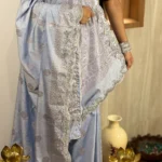 Himprabha (हिमप्रभा) – The Icy Blue Radiance Silk Saree with Silver Threadwork & Crystal Embellishments